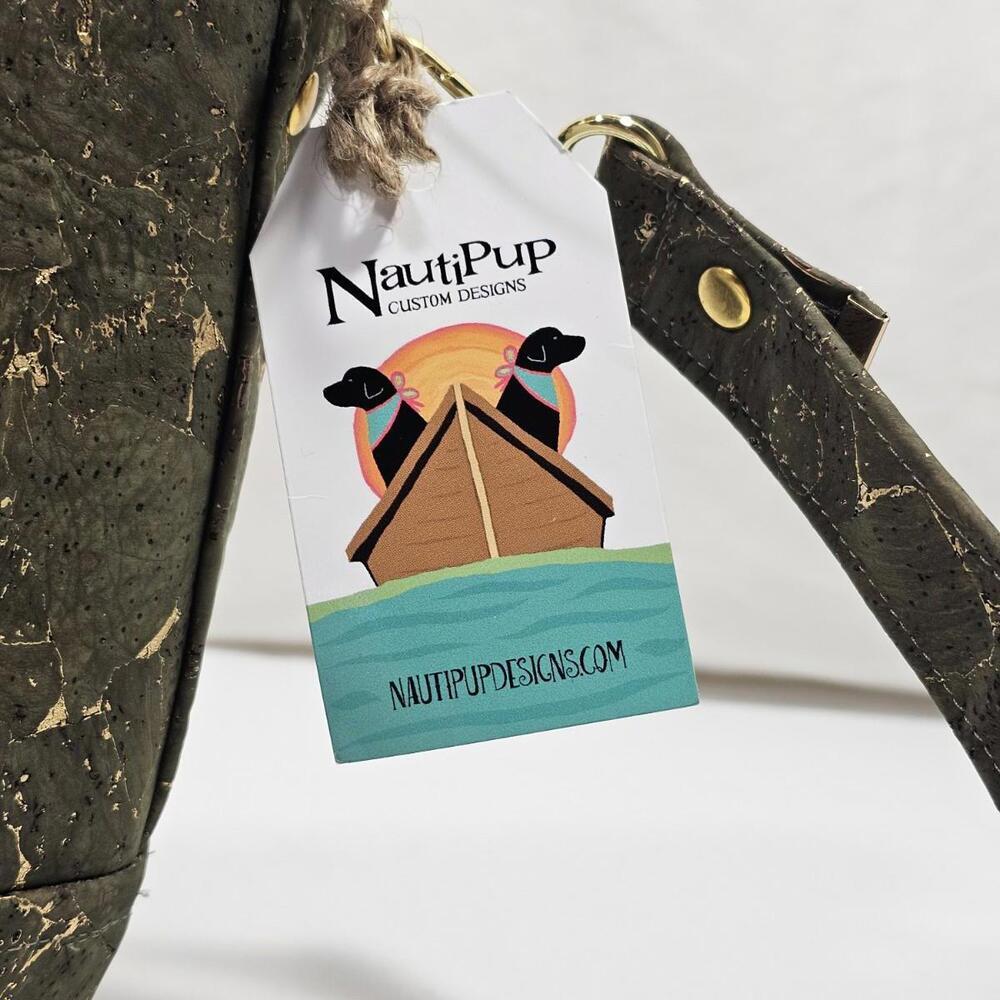 Nautipup Midge Glam Handbag Green And Gold Metallic Flake Cork From Portugal - Picture 7 of 11
